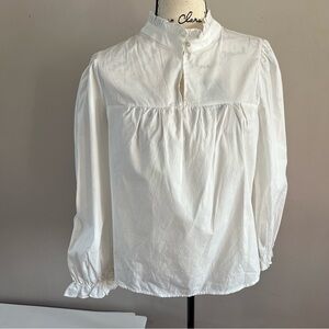 Status by Chenault Ruffle neck cotton blouse Ladies size medium White